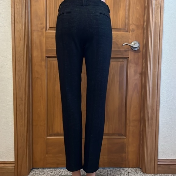 Like New Theory Stretch Wool Black Herringbone Straight Leg Pants Size 8 - Picture 2 of 4